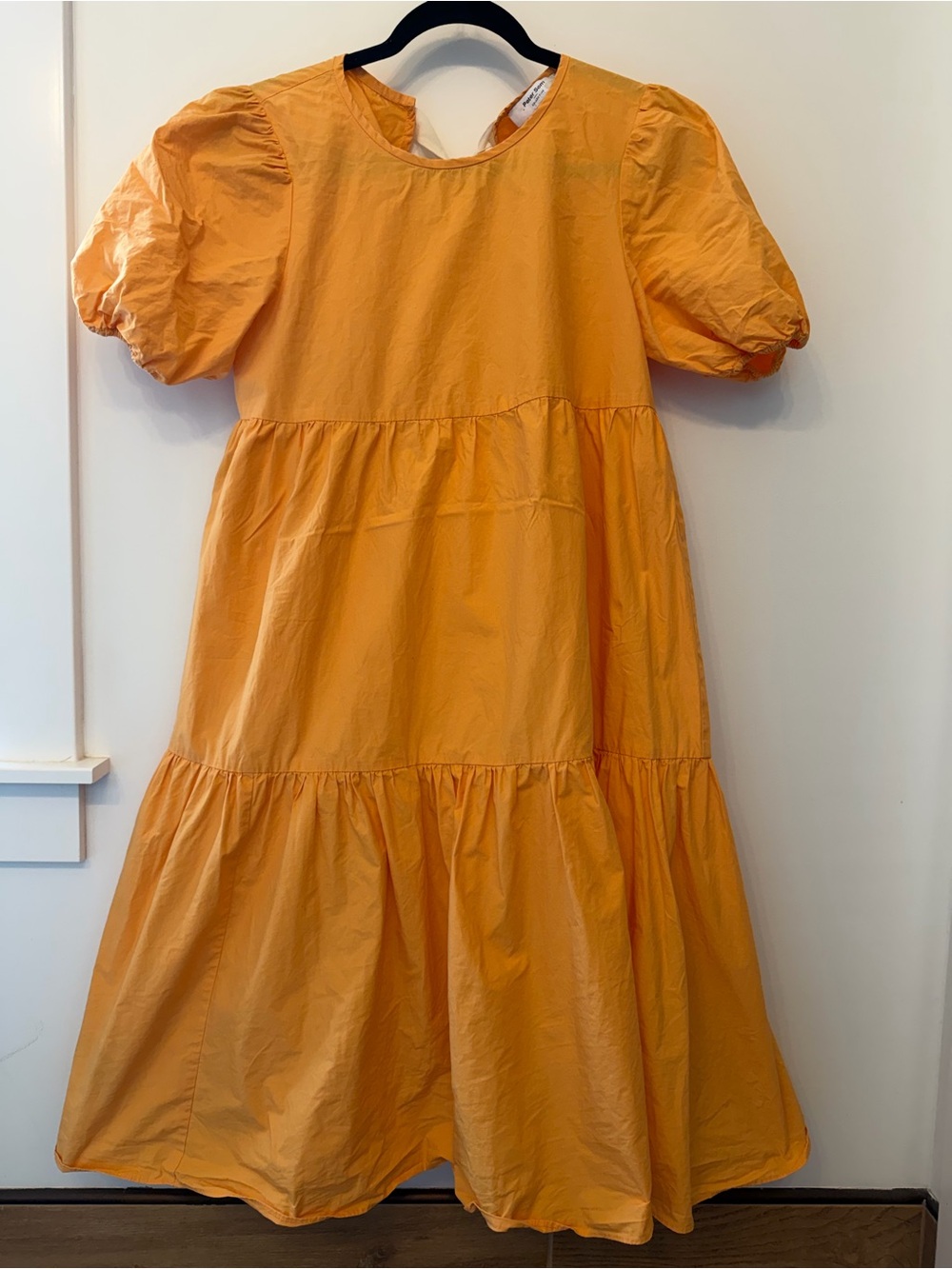 Peter Som Collective Marigold Yellow Puff Sleeve Tiered Midi Dress Sz 2